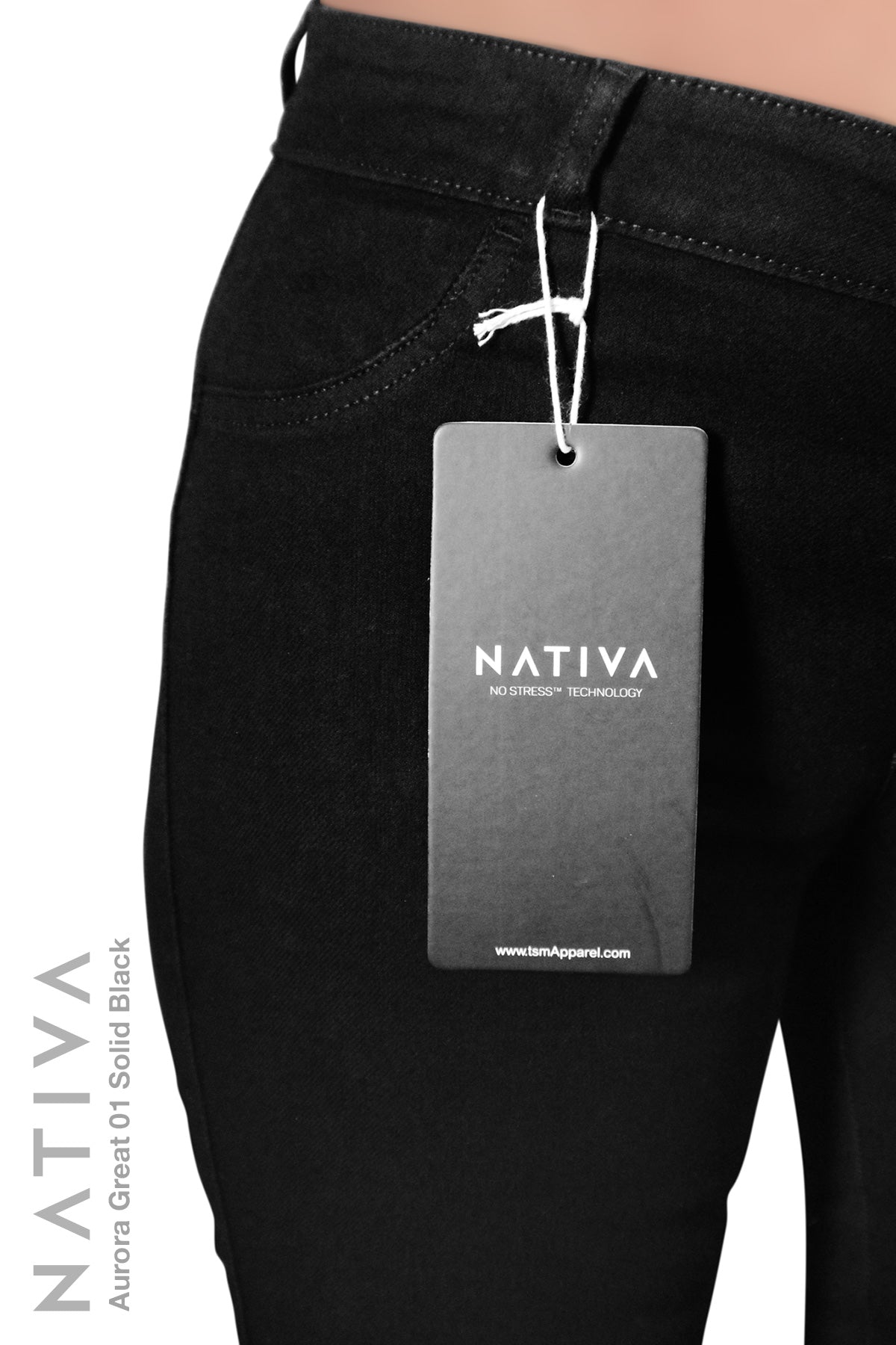 NATIVA, STRETCH JEANS. AURORA GREAT 01 BLACK, High Shaping Capacity, All-Season Wear, Mid-Waisted Super Skinny Jeans