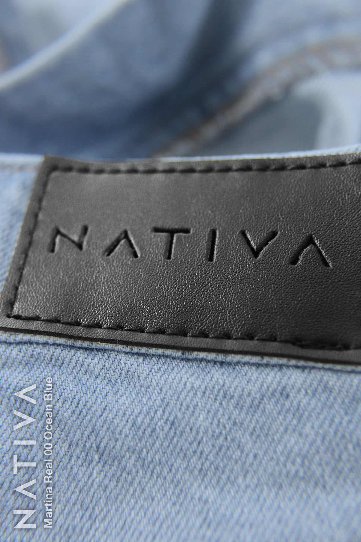 NATIVA, RIGID JEANS. MARTINA REAL 01 OCEAN BLUE, 100% True Denim Native Virgin Cotton, Ideal Comfort, Hi-Rise Relaxed Mom Jeans