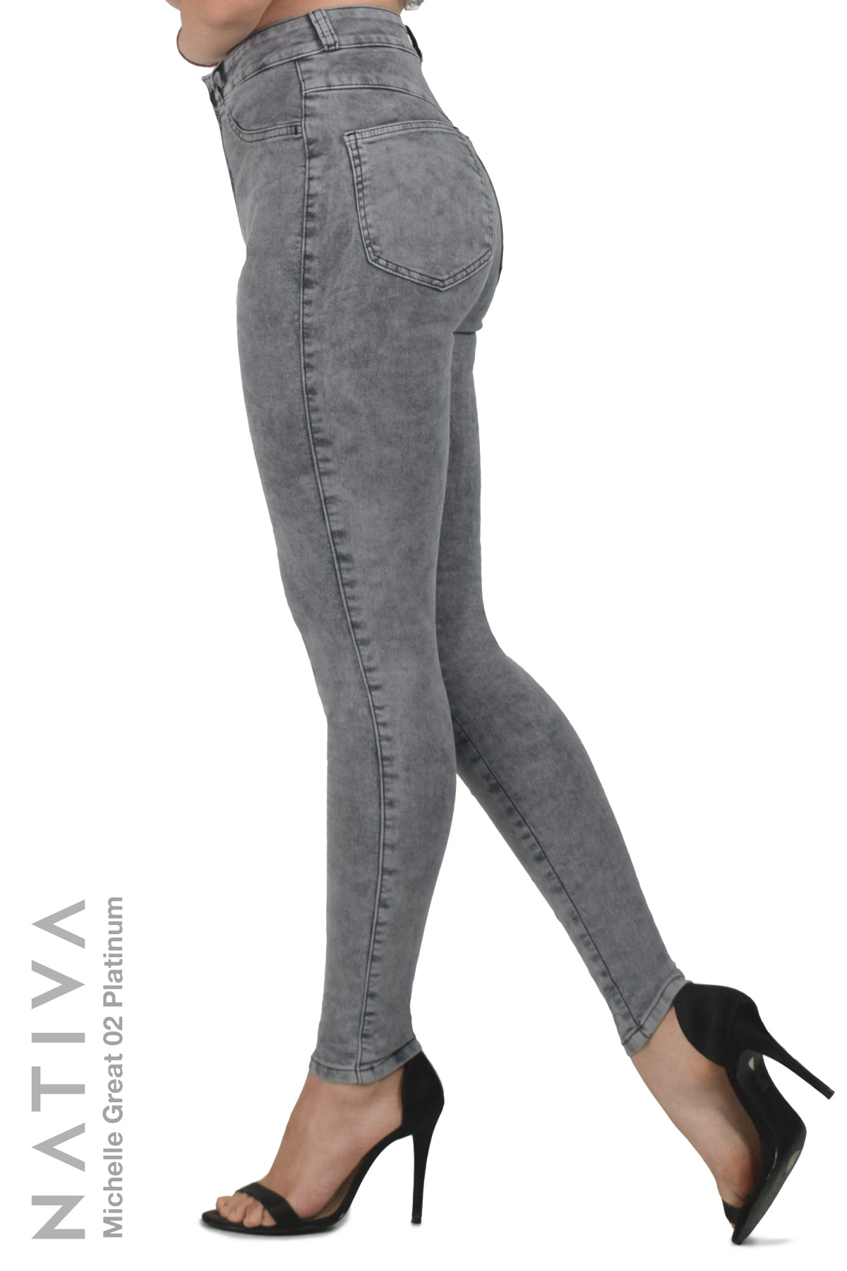 NATIVA, STRETCH JEANS. MICHELLE GREAT 02 PLATINUM, High Shaping Capaci