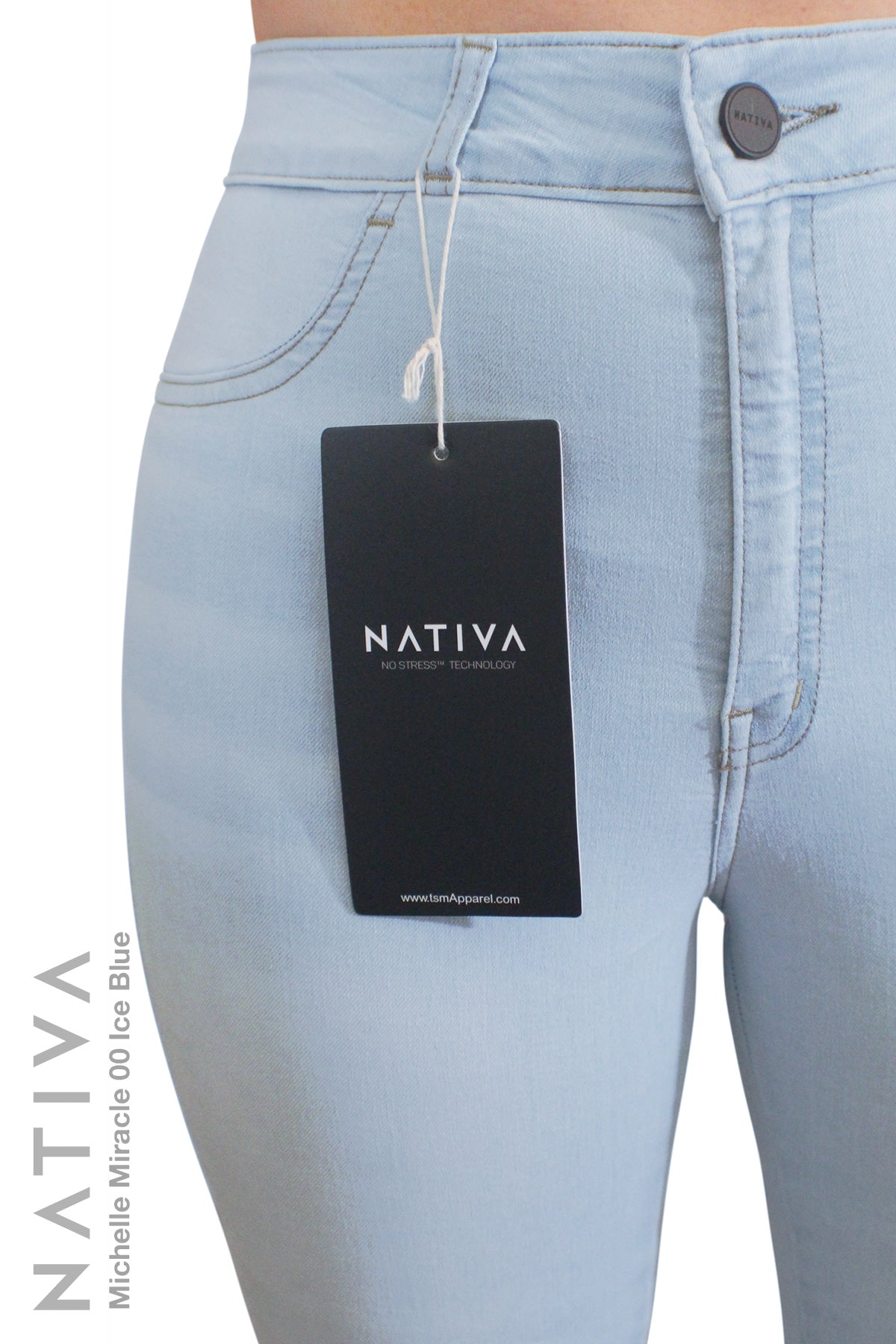 NATIVA, STRETCH JEANS. MICHELLE MIRACLE 00 ICE BLUE, High Shaping Capacity, Extreme Motion, Hi-Rise Super Skinny Jeans
