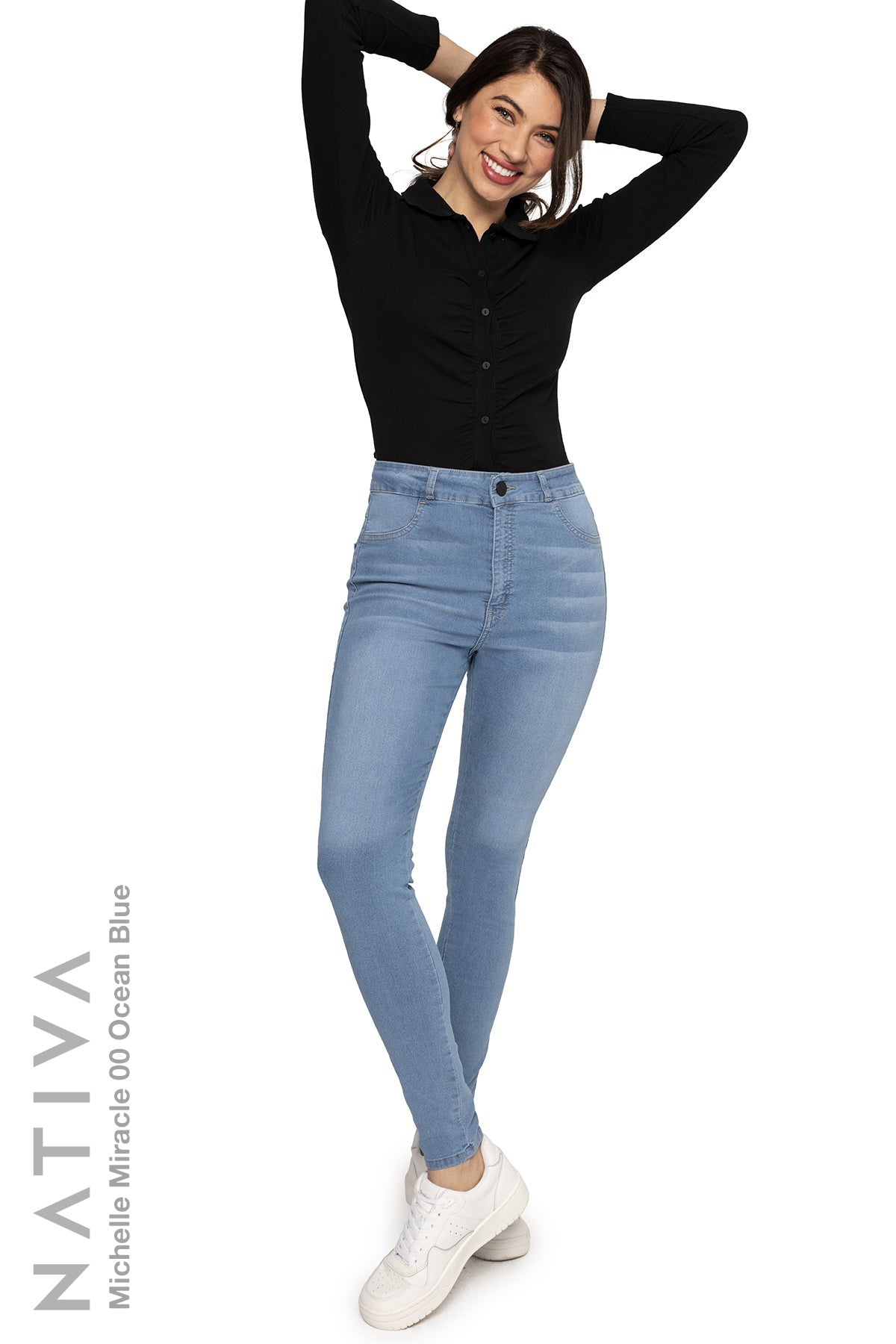NATIVA, STRETCH JEANS. MICHELLE MIRACLE 00 High Ca Shaping OCEAN BLUE
